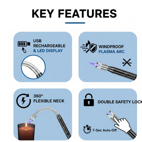 USB Rechargeable Electric Arc Lighter – Flexible, Windproof |