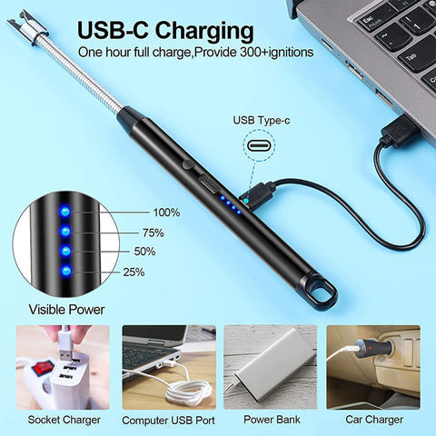 USB Rechargeable Electric Arc Lighter – Flexible, Windproof |